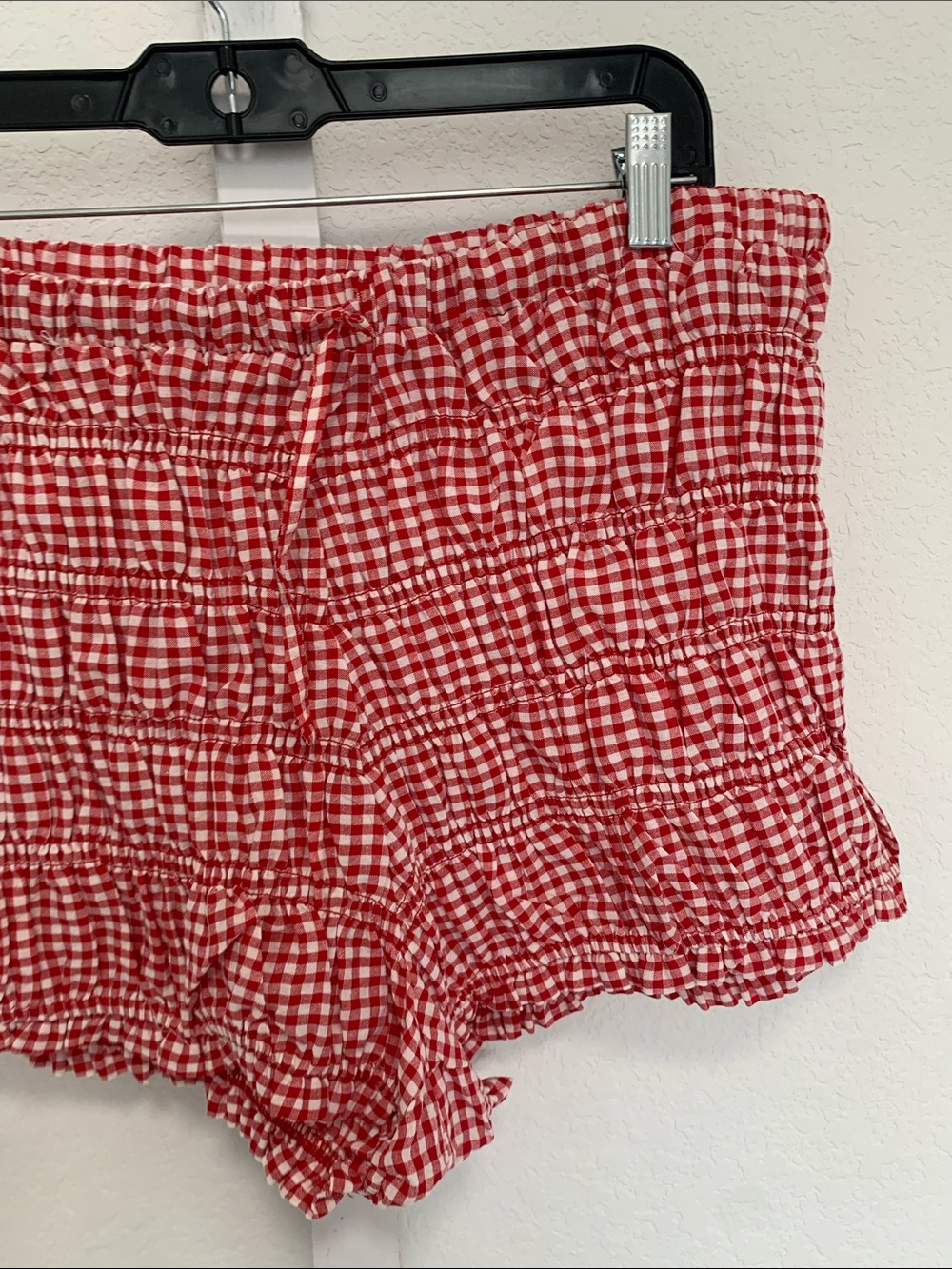 Sugar Kiss Red Gingham Smocked High Waisted Shorts - Picture 4 of 9